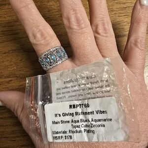 Blue and Silver Statement Ring, Bomb Party, Its Giving Statement Vibes